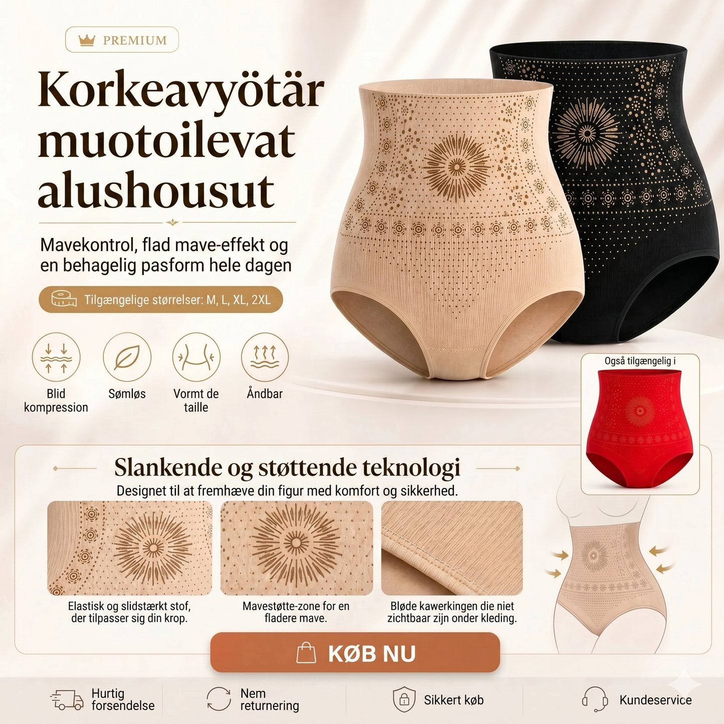Formgivende shorts med høj talje
