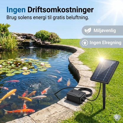 Solcelledrevet damlufter – giver kontinuerlig ilt til fisk og planter