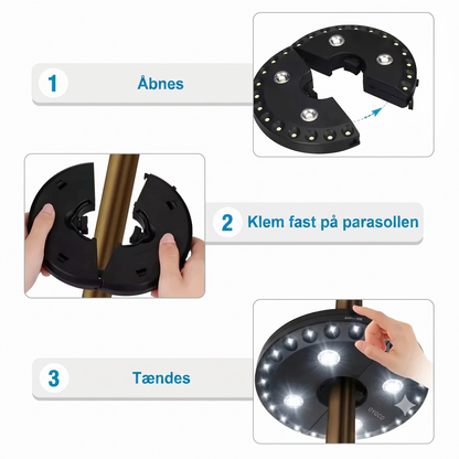 LUMINA parasollampe med 28 LED-lys
