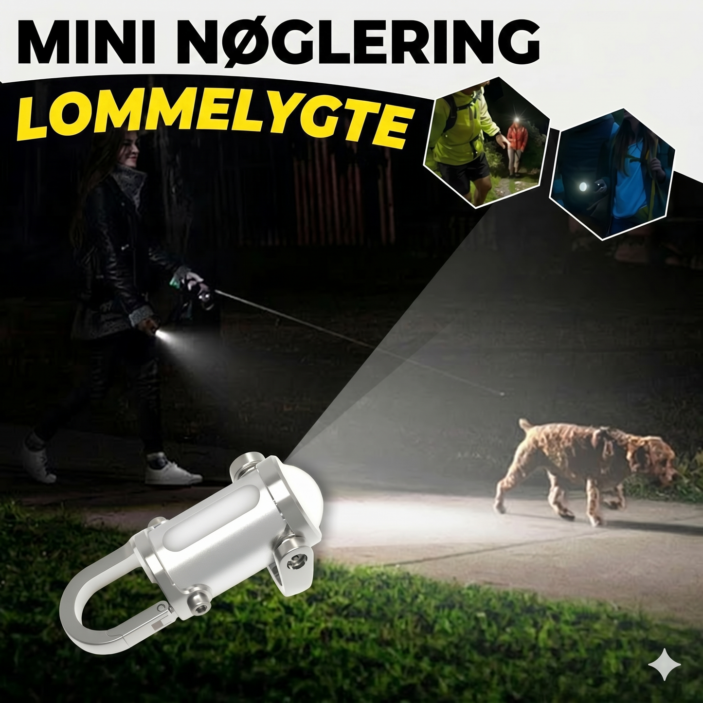 Superstærk mini-nøgleringslygte, vandtæt