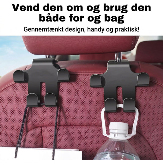 Kroge til bilens nakkestøtte til tasker sæt med 2 stk.