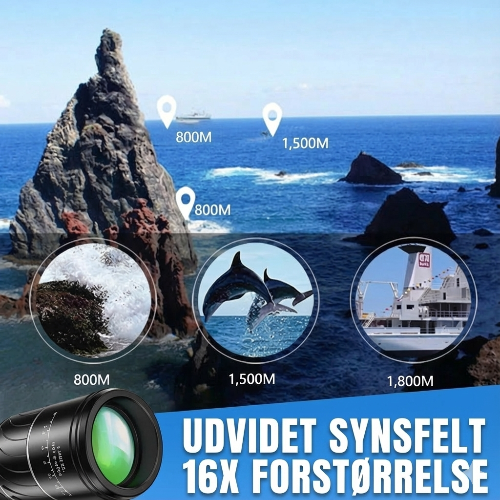 16x52 monokulært teleskop med dobbelt optisk zoom