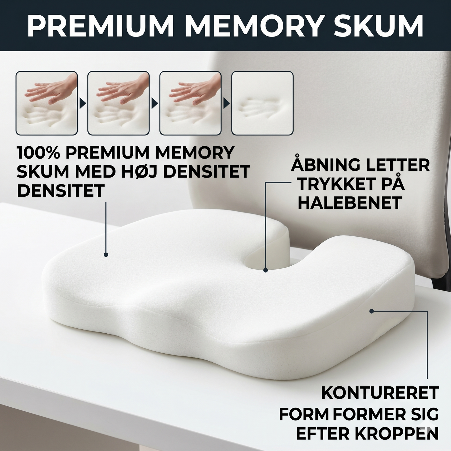 Skridsikkert sæde af hukommelsesskum