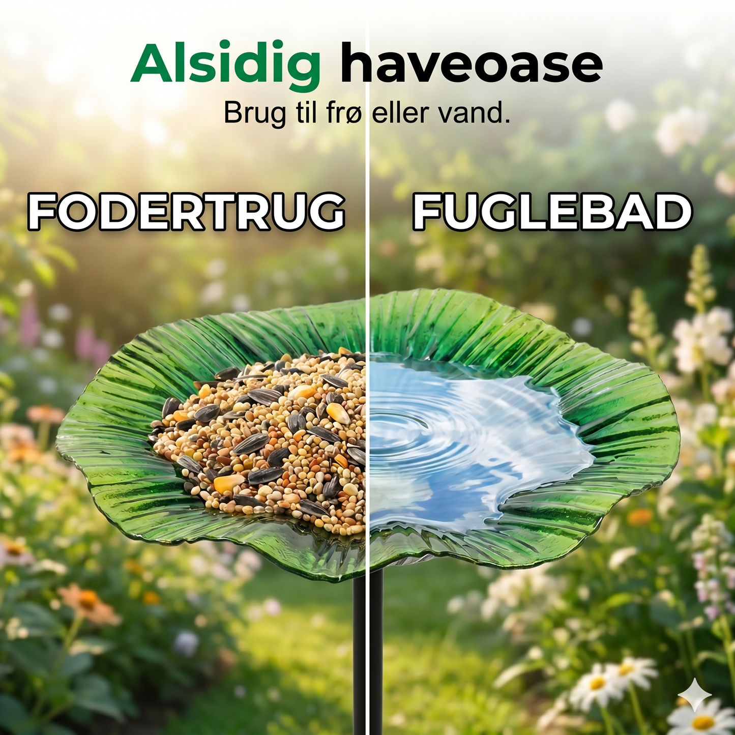 Farverigt fuglefoderbræt til haven
