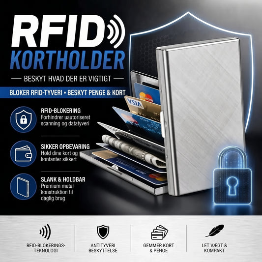 RFID-kortholder i rustfrit stål med 10 rum