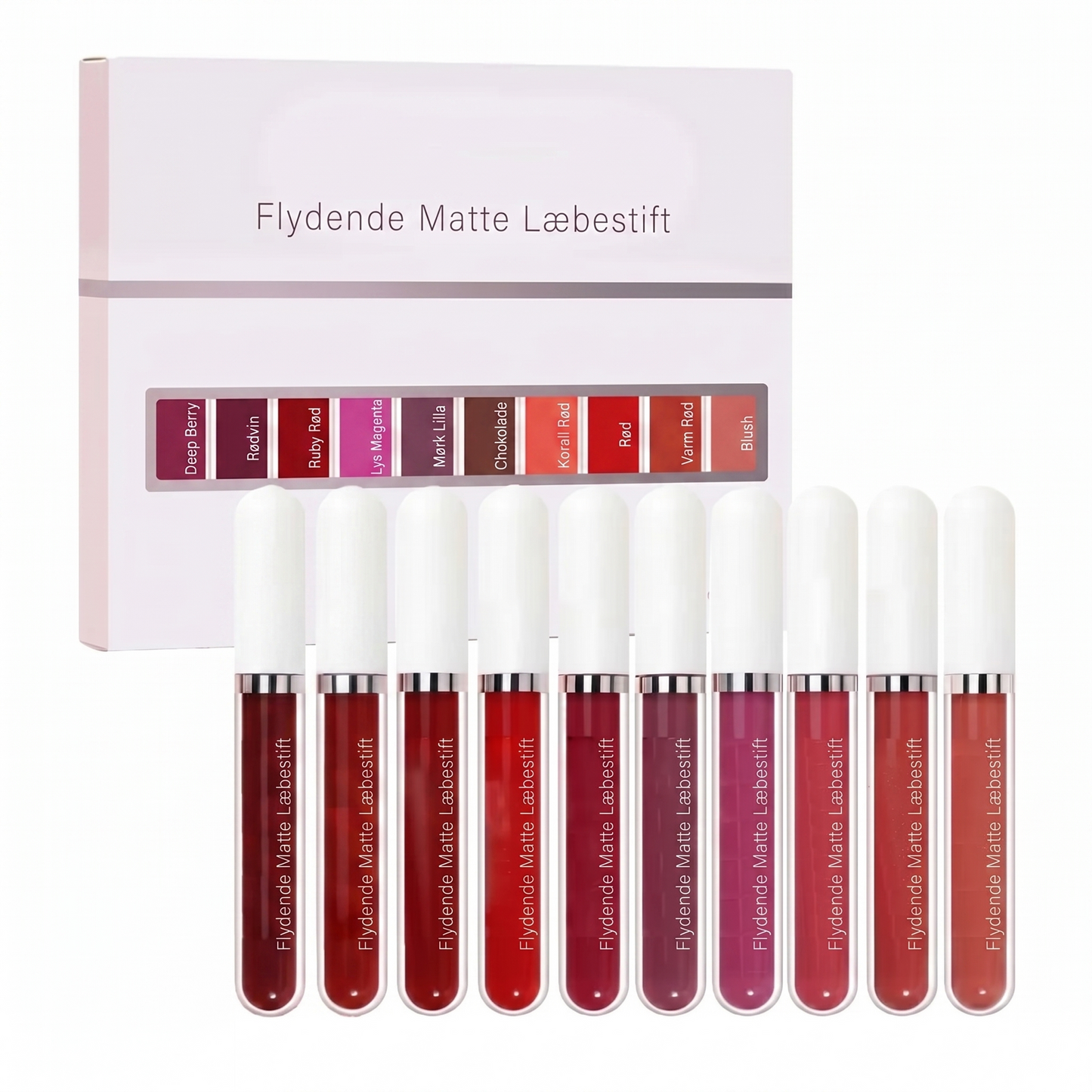 10 stk. mat, vandtæt og langtidsholdbar lipgloss