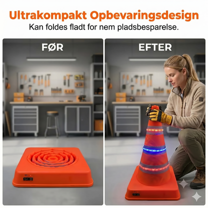 Sammenklappelig reflekterende trafikkegle lavet af højkvalitets og vandafvisende Oxford-stof