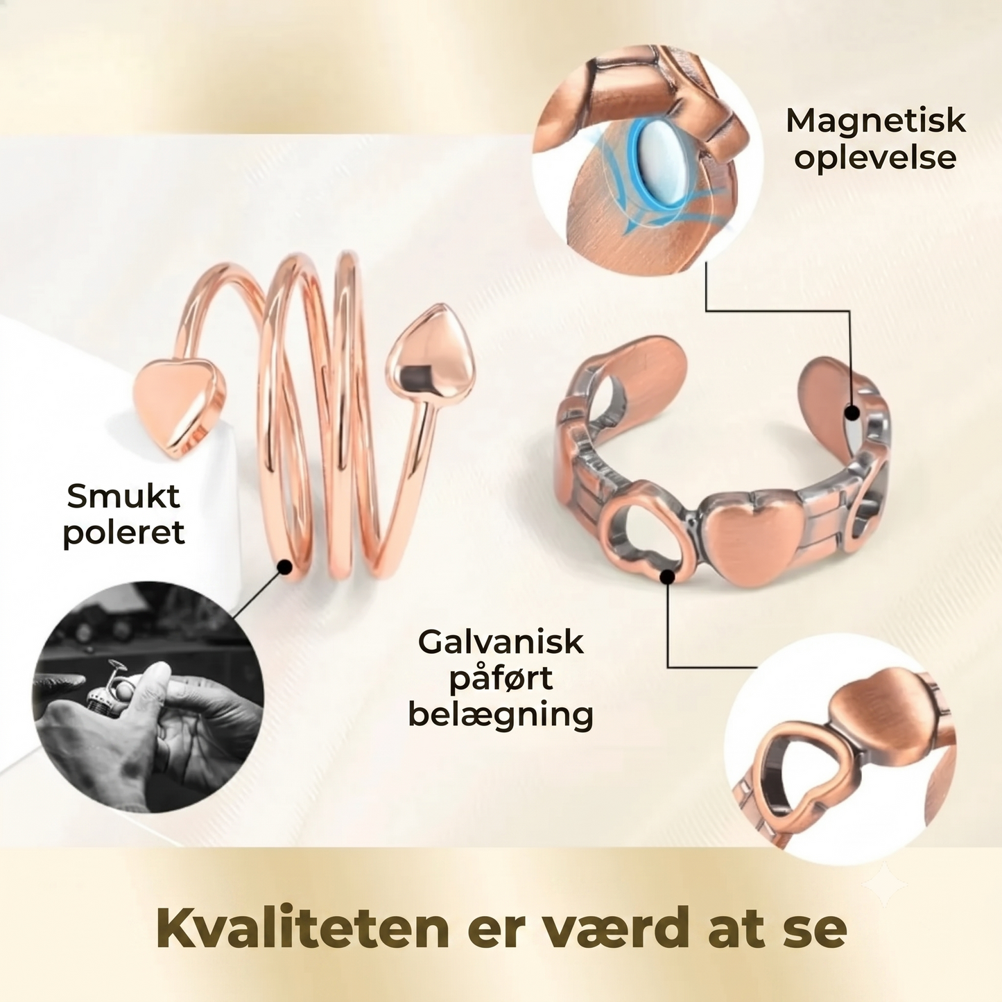 Justerbar kobber wellness-ring med magneter
