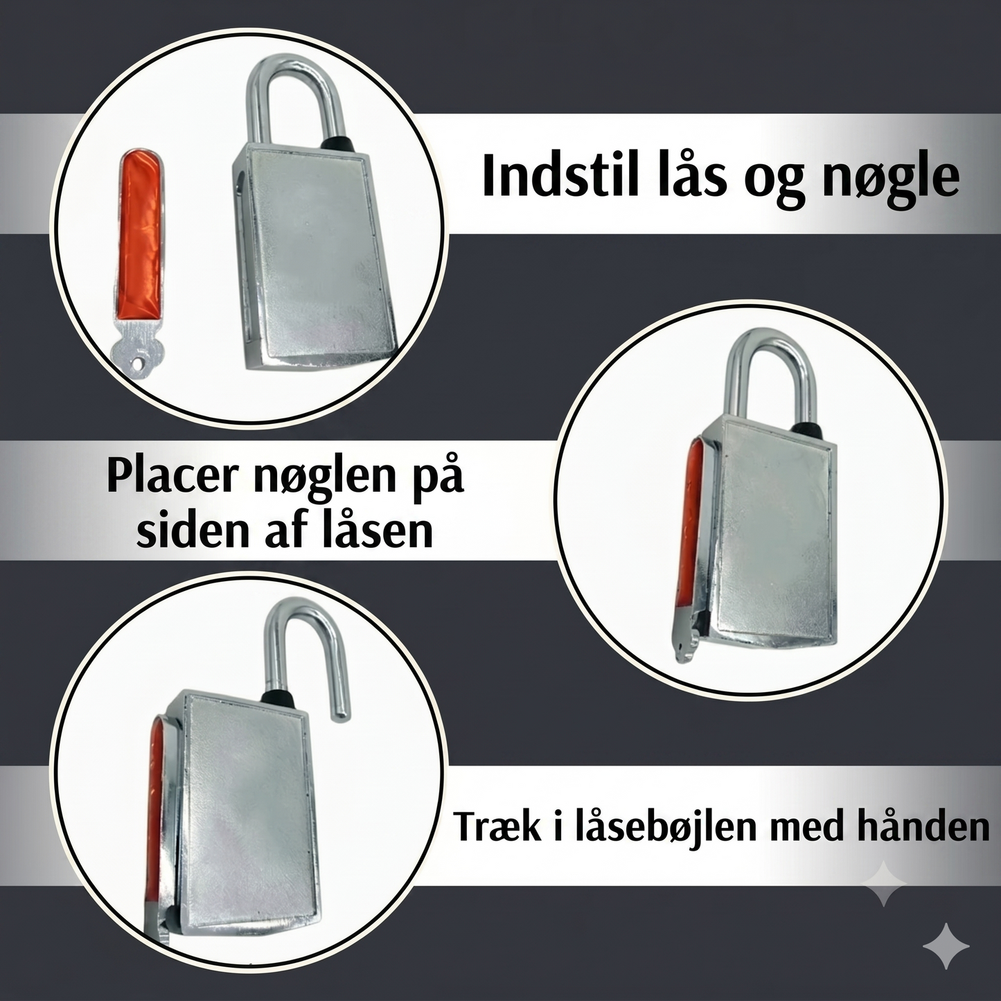 Vandtæt magnetisk hængelås med magnetstribe