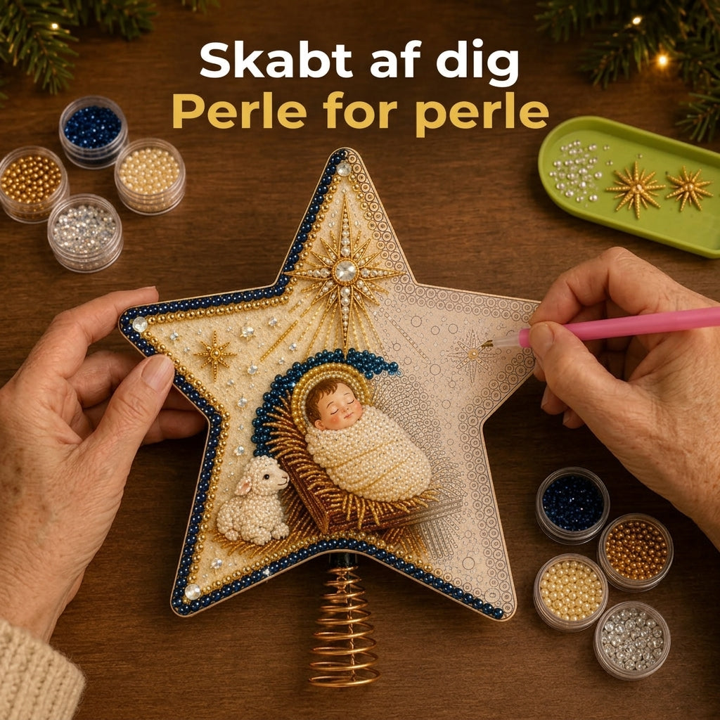 Religiøst DIY-juletræstjernekit med perler og diamanter
