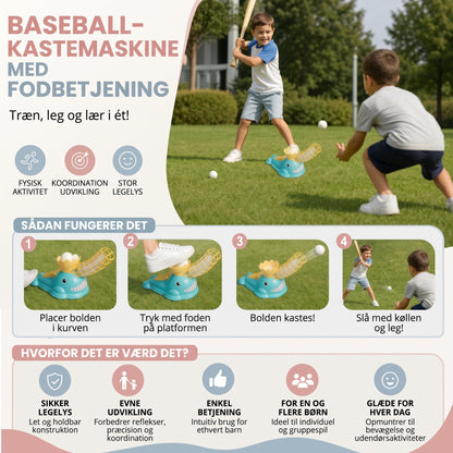 Fodbetjent baseballkaster til børn med bat og bolde