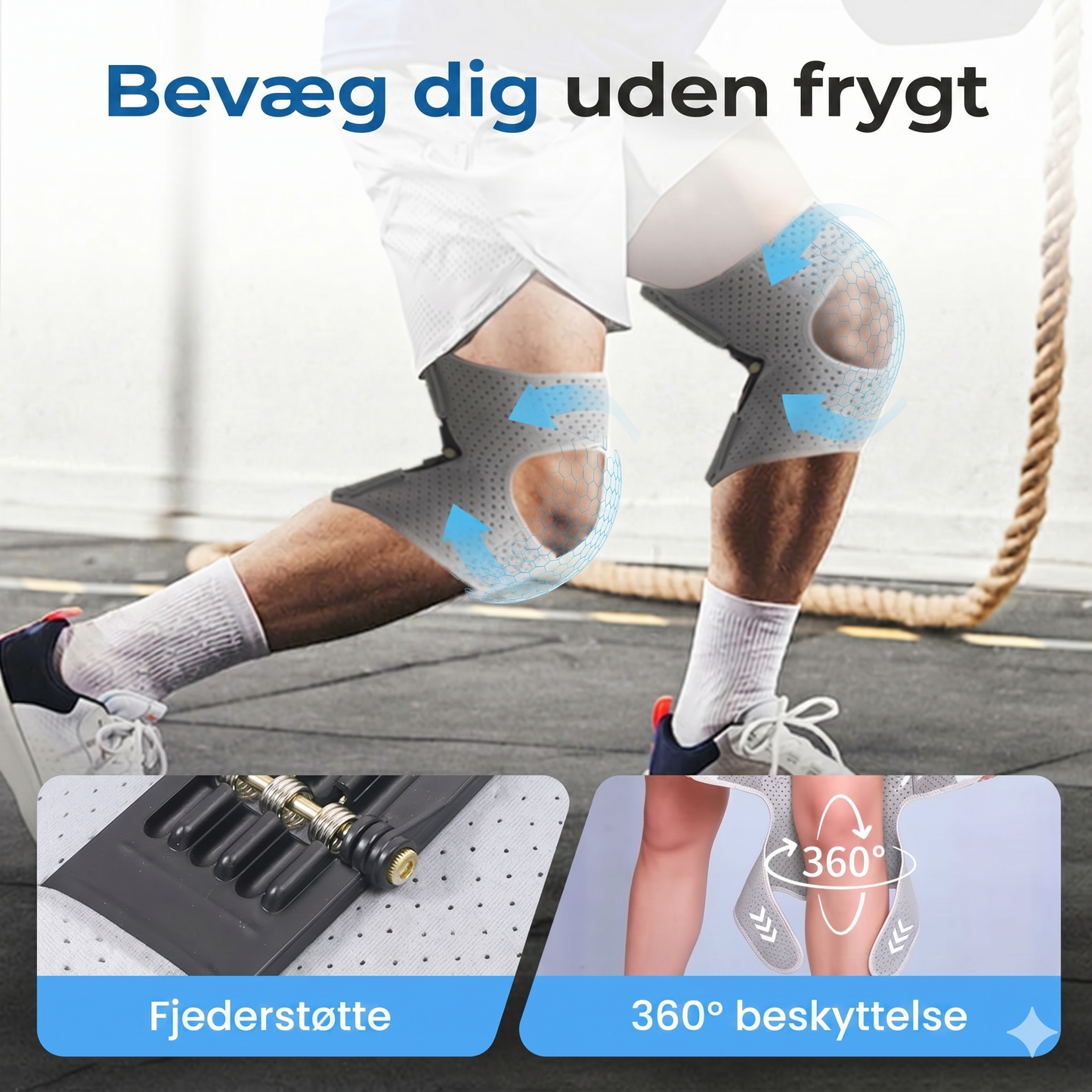 Justerbar knæstøtte til sport