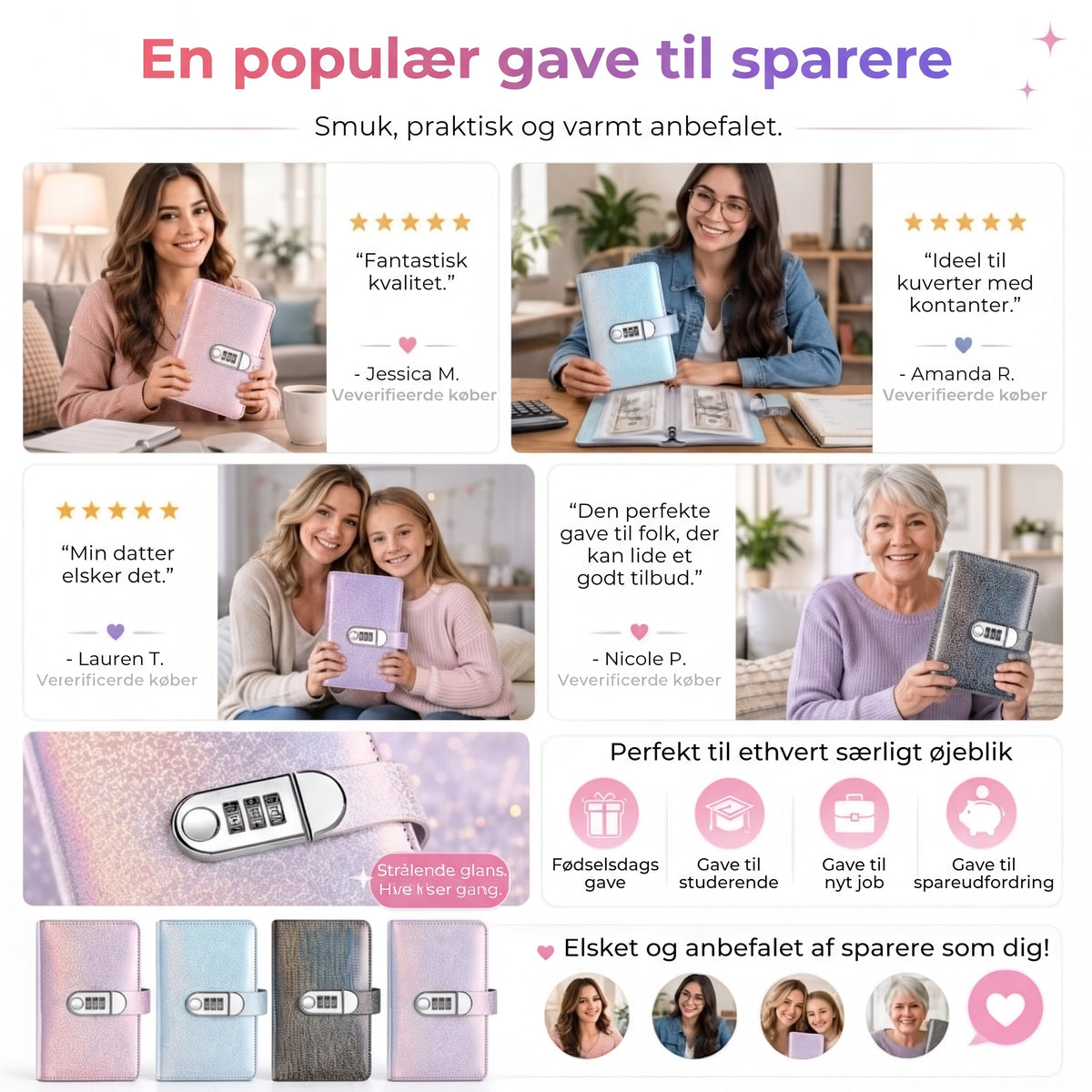 Opsparingsmappe med kodelås