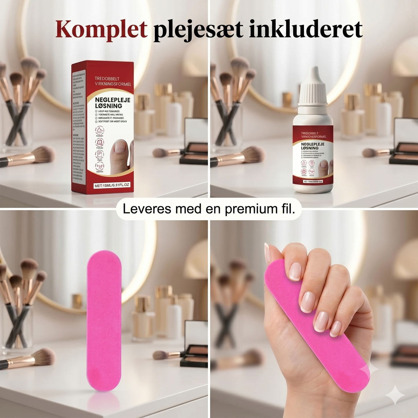 Triple-action neglepleje- og reparationssæt