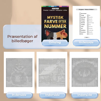 Mystery Mosaics malebog med farver efter nummer
