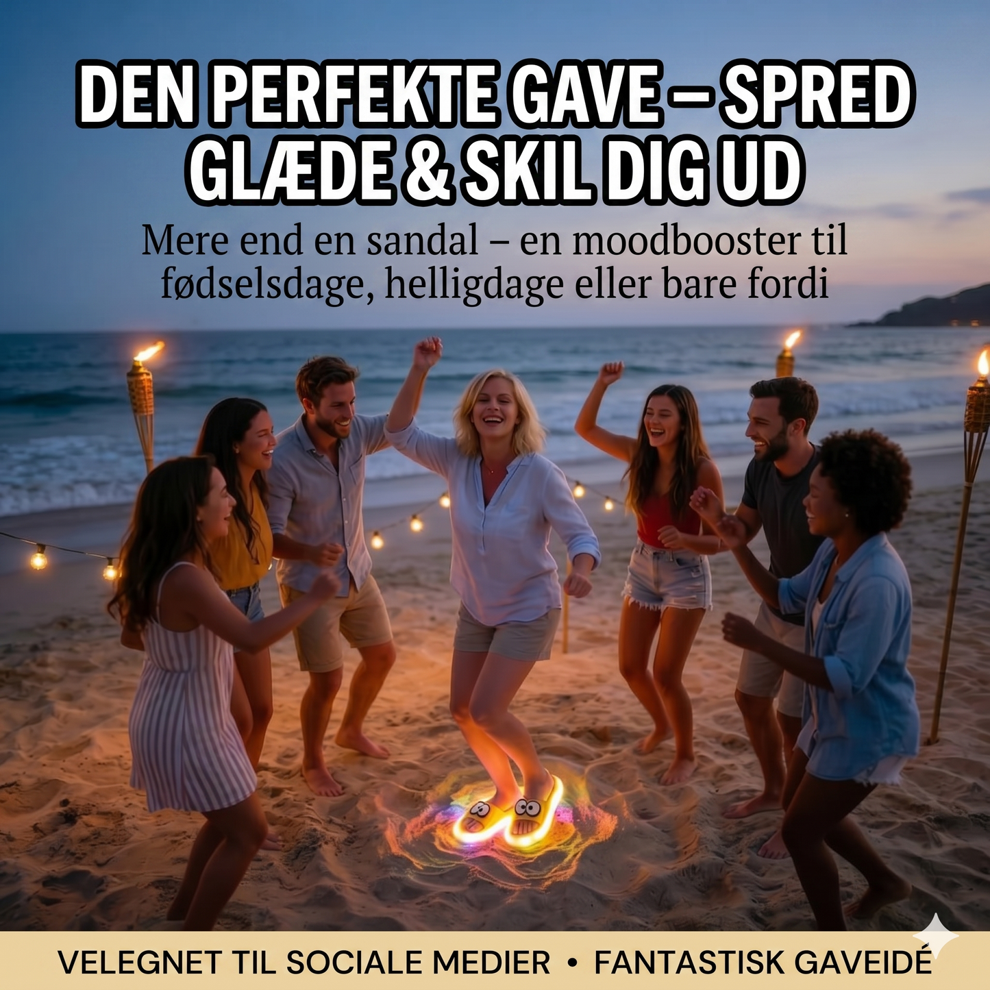 Søde tøfler med tegneseriemotiver, der lyser op
