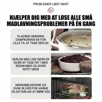Multifunktionel skålholder-clip mod forbrænding
