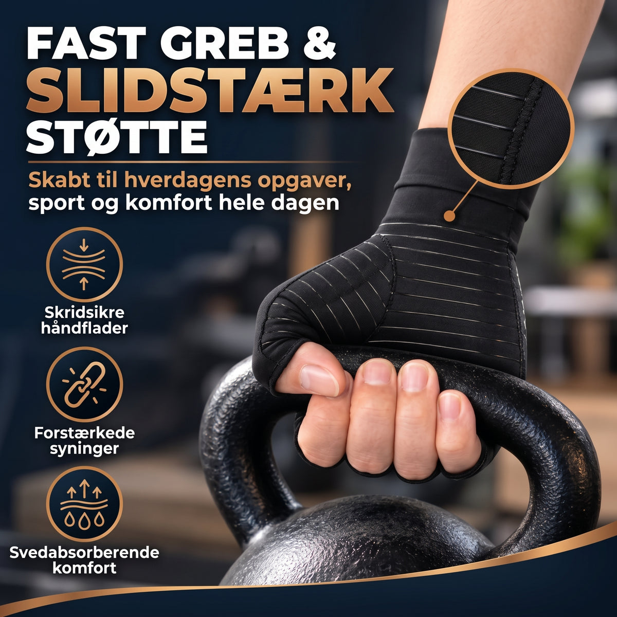 Kompressionshandsker med kobber 1 par