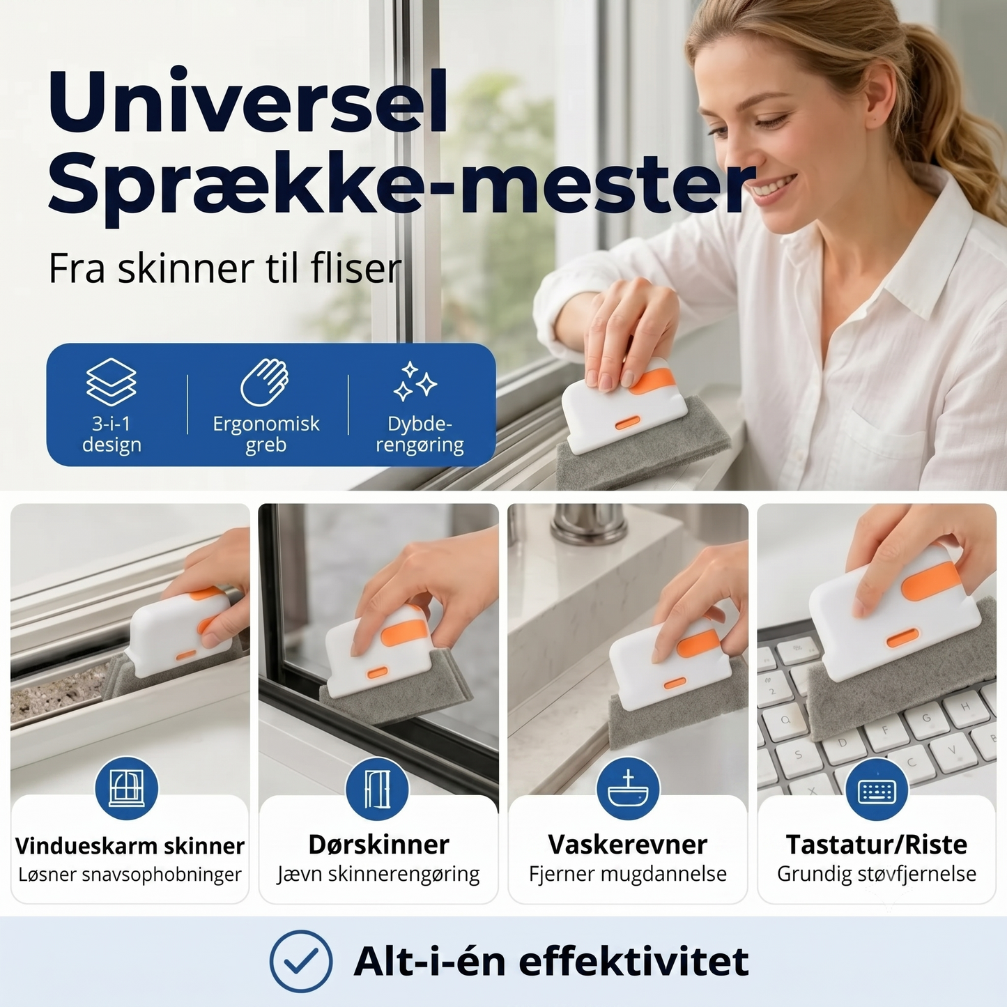 Multifunktionel skinne- og revnerenser 3 i 1