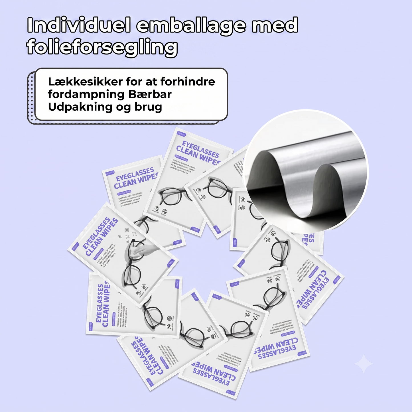 Antidug-renseservietter til briller (100 stk.)