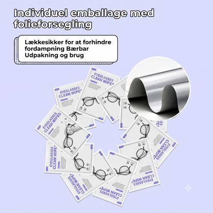 Antidug-renseservietter til briller (100 stk.)