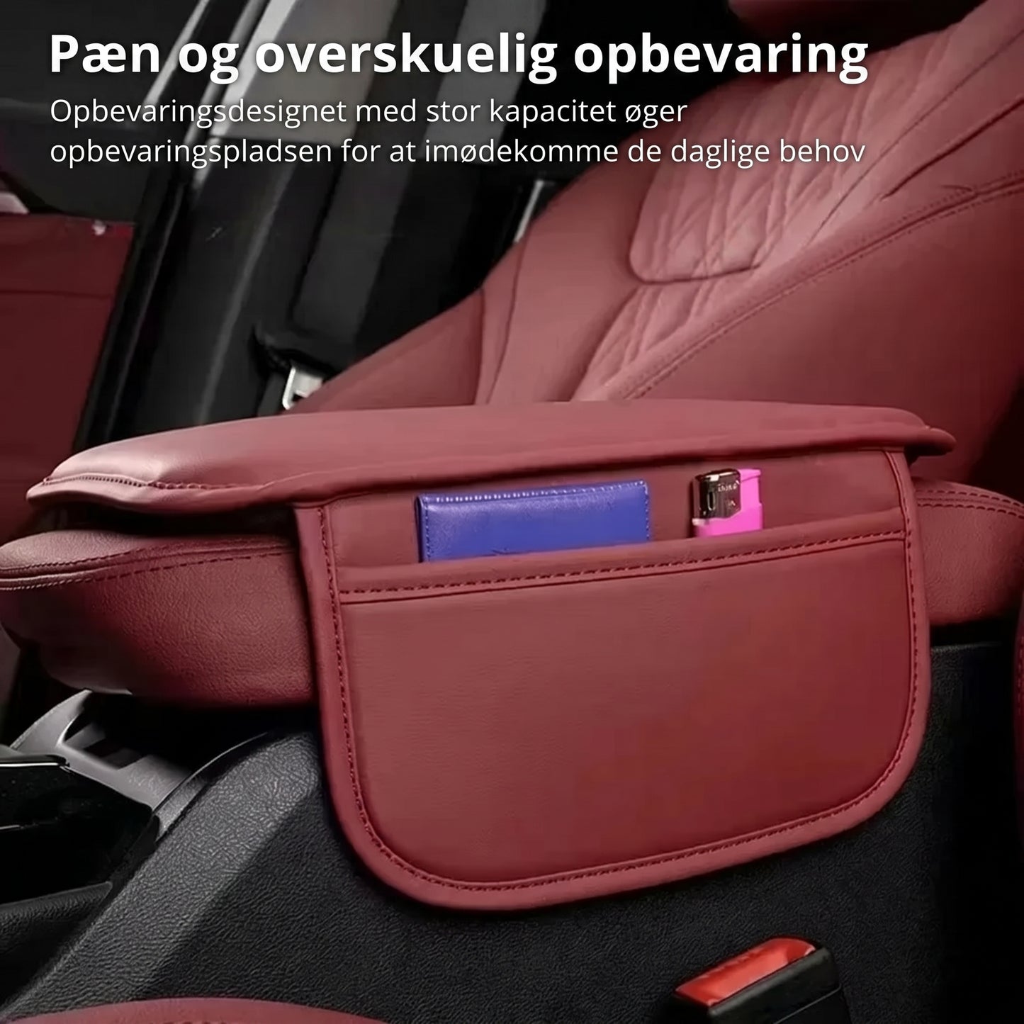 Armlænsbetræk til bilens midterkonsol med sidelommer