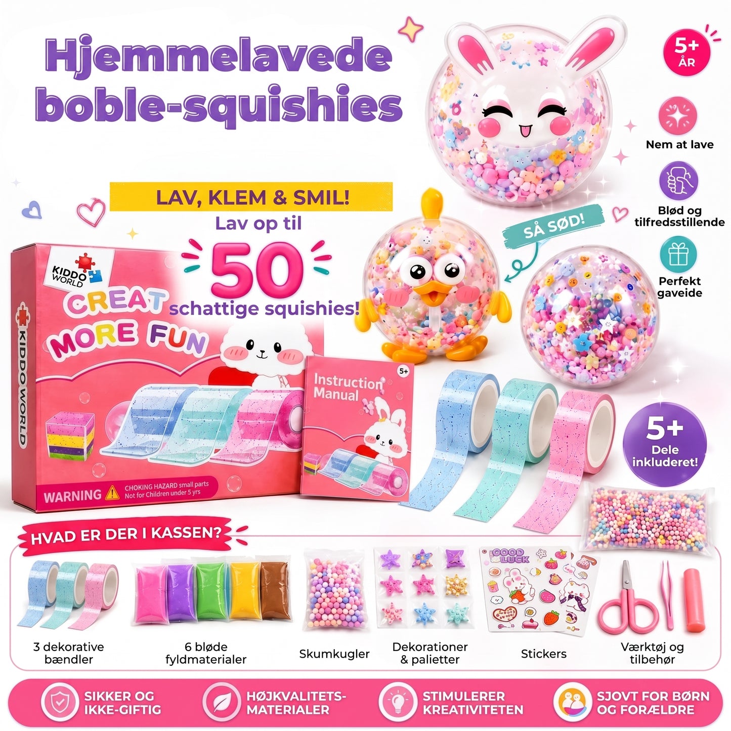 DIY Bubble Squishies hobbykit med 41 dele