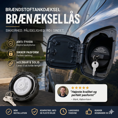 Låsbar brændstofdæksel med lås