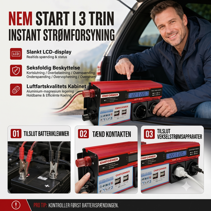 Bilinverter 12 V til 230 V