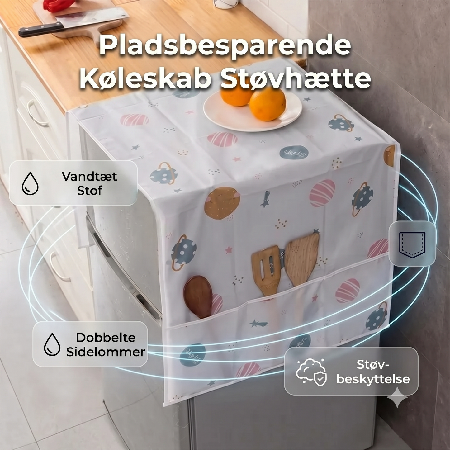 Vaskemaskineovertræk med sidelommer