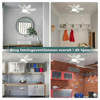 2-i-1 bærbar loftsvifte og lampe med fjernbetjening