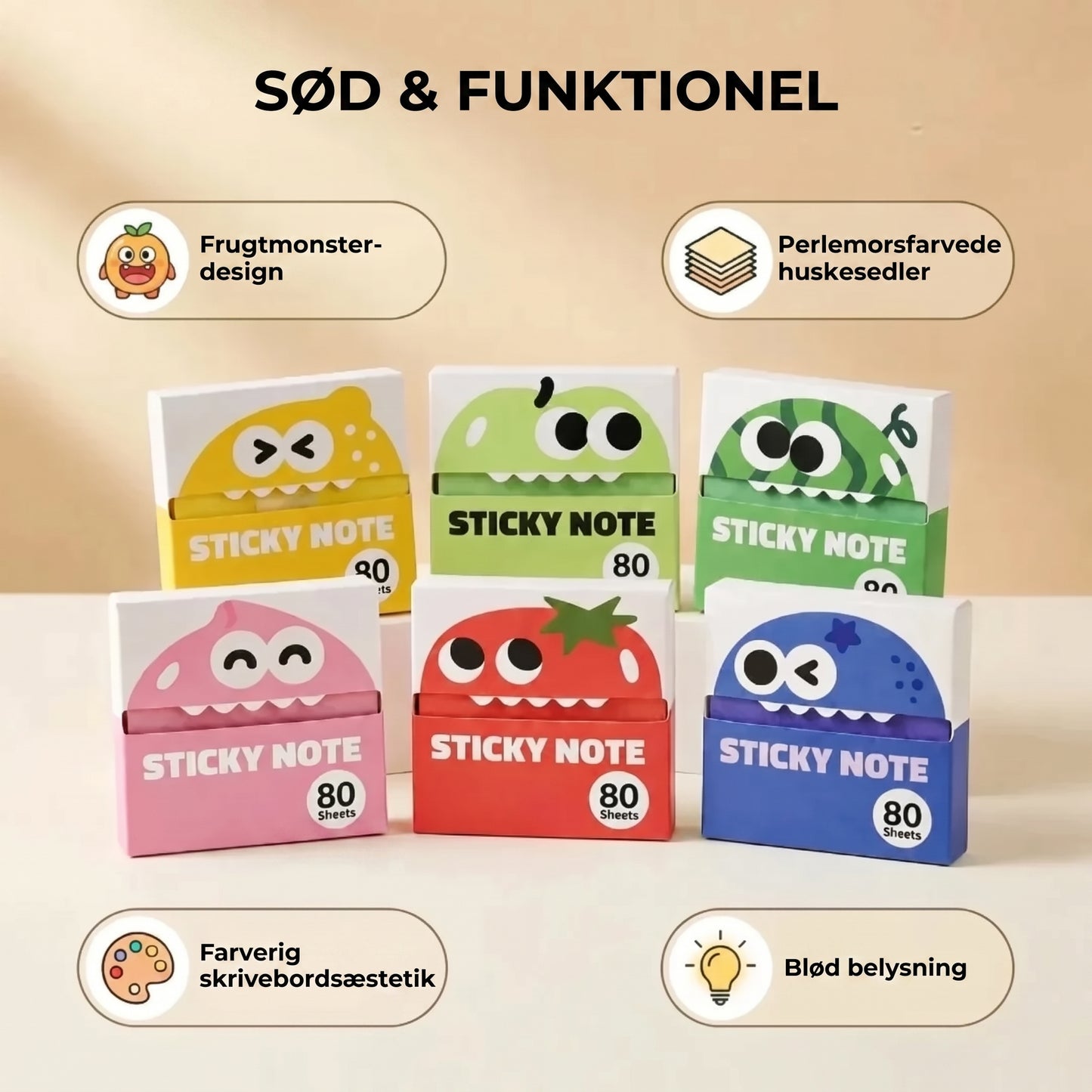 Fruitmonster pop-up sticky notes 80 ark