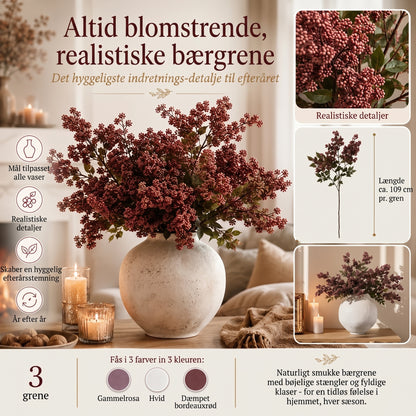 Everbloom naturtro bærgrene til efterårsdekoration sæt med 3 stk.