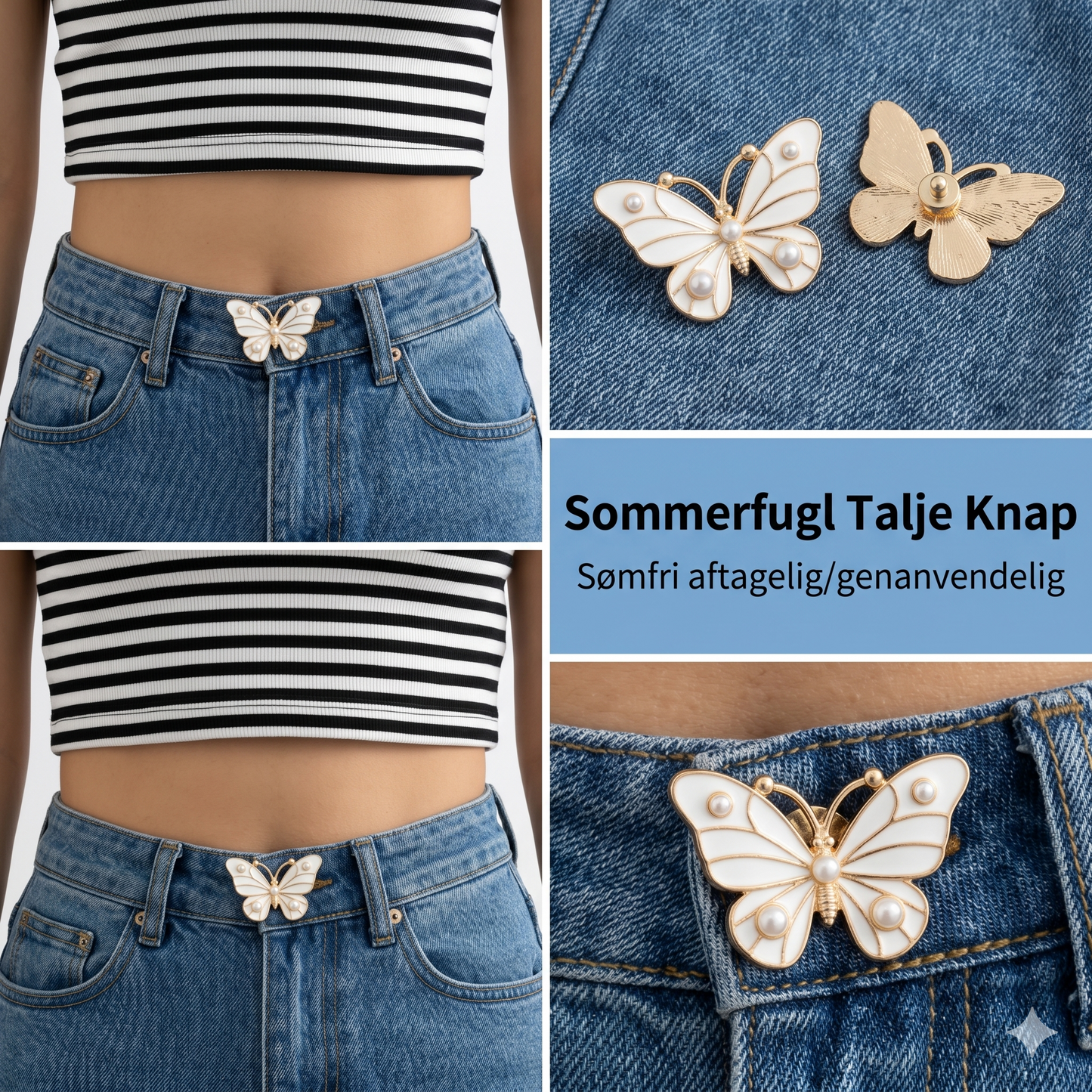 Aldrig mere bukser, der falder ned! Aftageligt sommerfuglespænde