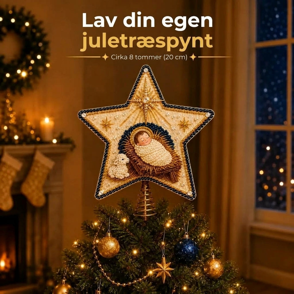 Religiøst DIY-juletræstjernekit med perler og diamanter