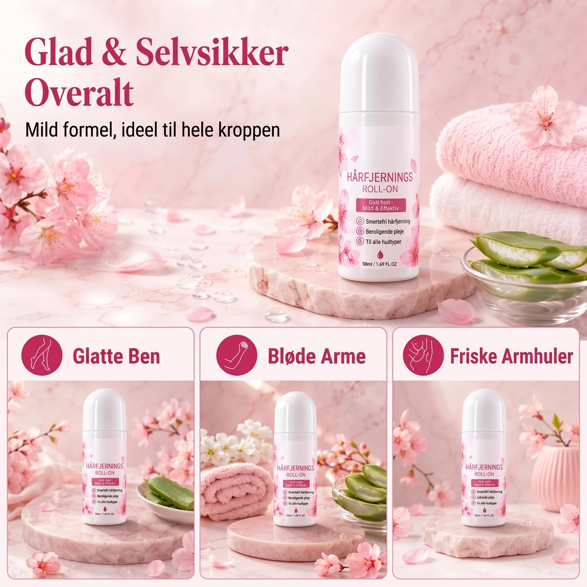 Roll on hårfjerningsgel med kirsebærblomst
