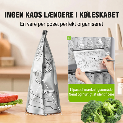 Genanvendelige alu-folie friskhedsposer med sikkerhedslukning – 10 stk. pr. sæt