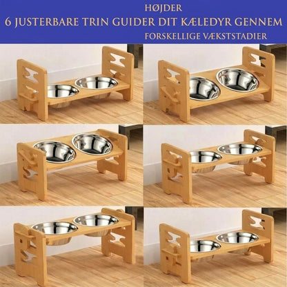 Justerbar hævet foderskål til kæledyr