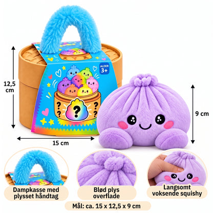 Dumpling squishy-bamser med dampkurv