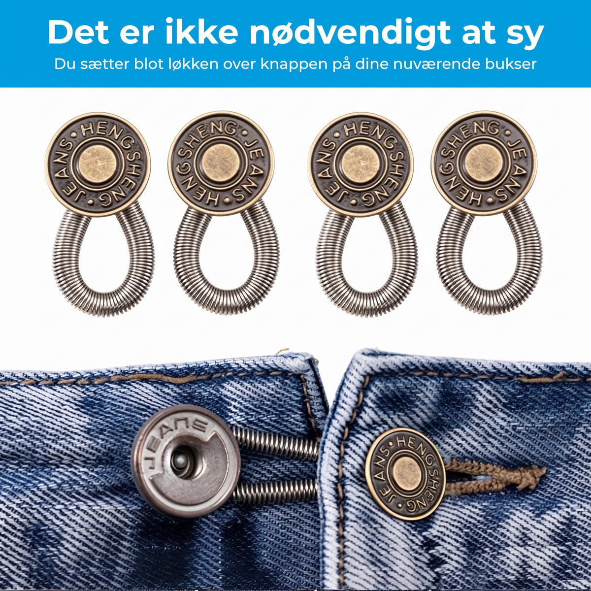Metalknapforlængere til bukser sæt med 10 stk.
