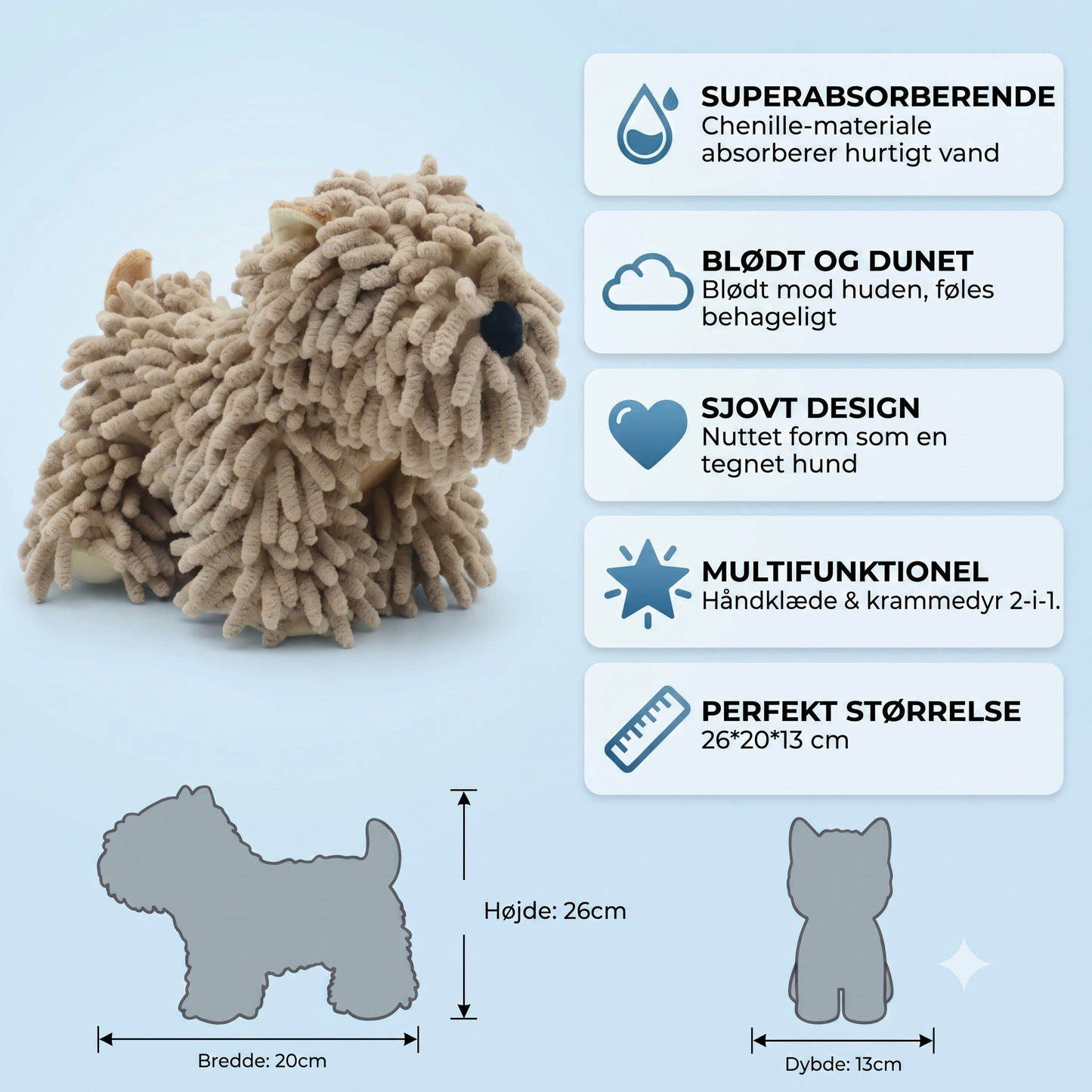 Mikrofiberhåndklæde til hunde