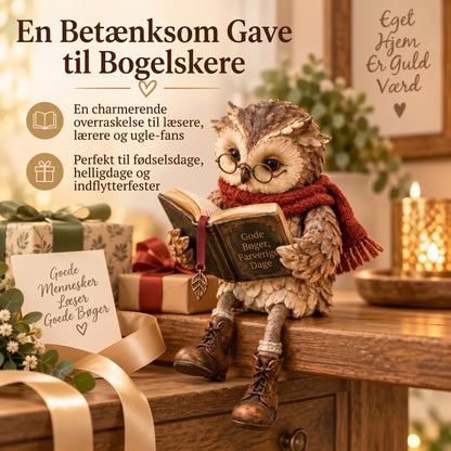 Læsende uglefigur til boligindretning
