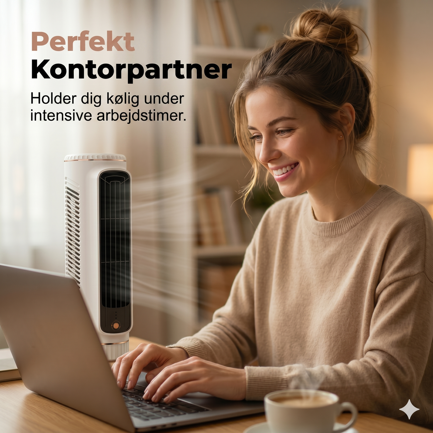 Bærbar USB-tårnventilator med 3 hastigheder
