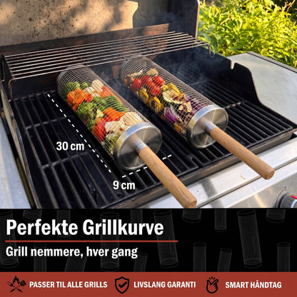 Risteformet grillkurv i rustfrit stål