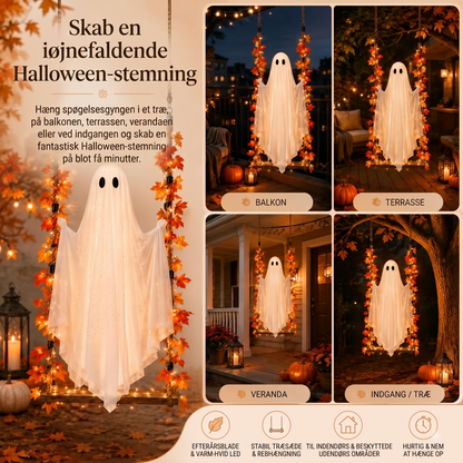Hængende spøgelsesgynge med LED-belysning til Halloween