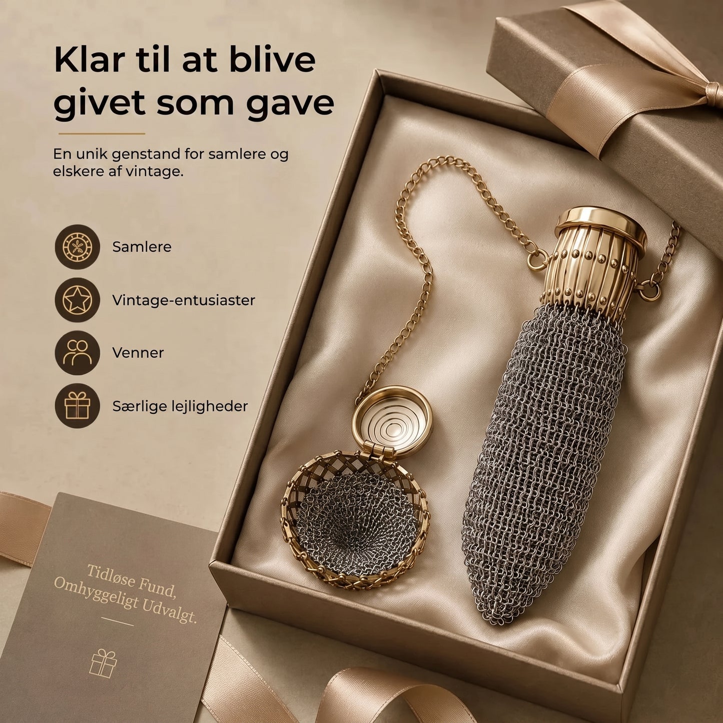 Vintage møntpung i metalnet til småting