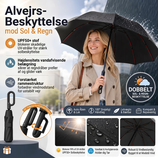 Automatisk stormparaply med UV-beskyttelse