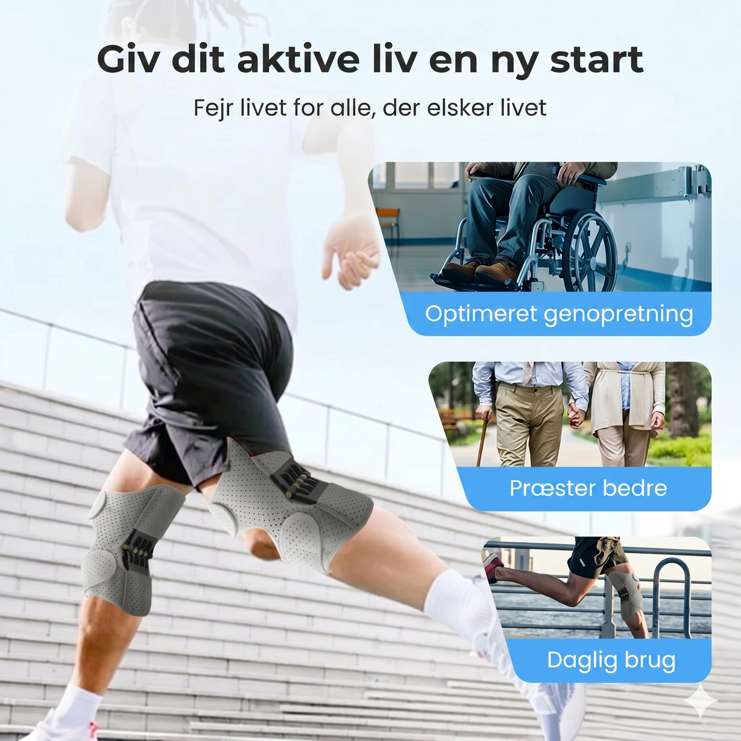 Justerbar knæstøtte til sport