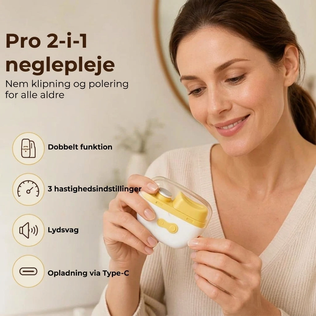 Elektrisk negleklipper med neglefil