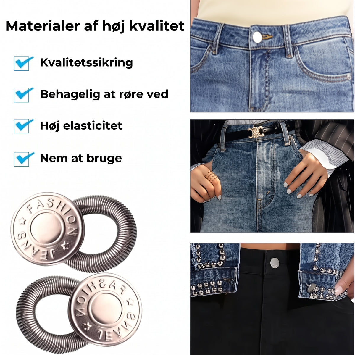 Metalknapforlængere til bukser sæt med 10 stk.